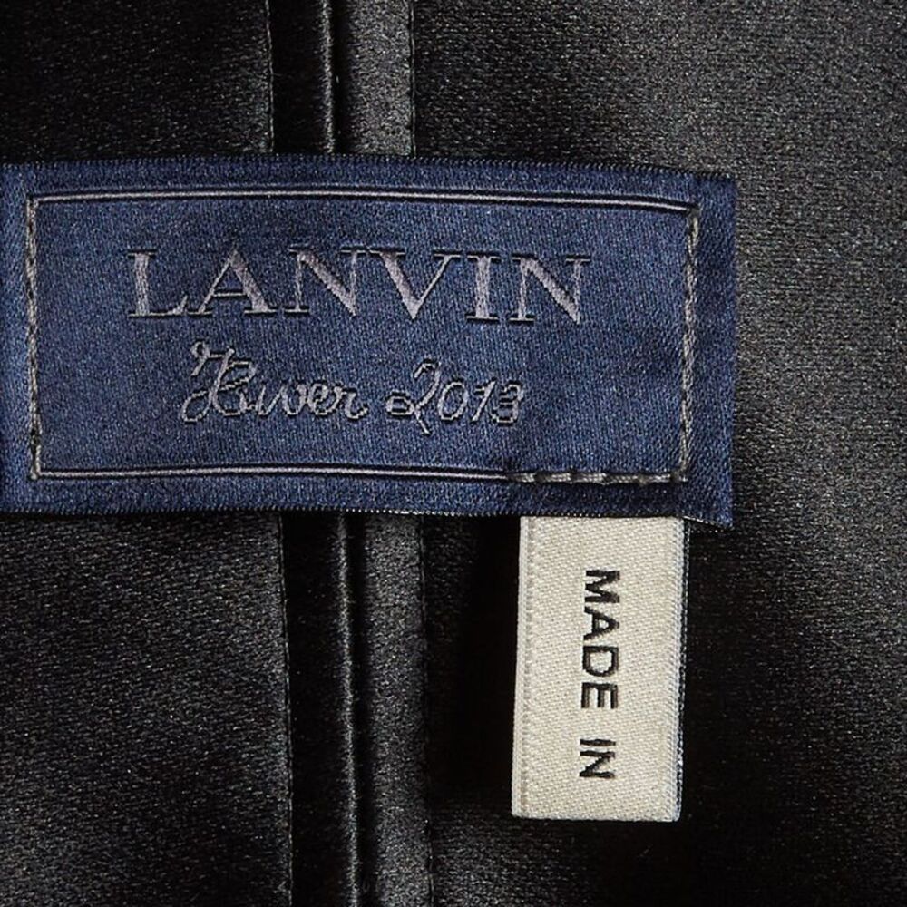 Lanvin Black Satin And Textured Jacquard Bow Detail Strapless Mini Dress M - Picture 5 of 7